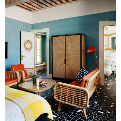 acapulco - panier ||| noir / naturel / orange