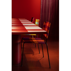 afro ||| tartan orange / aubergine / marron